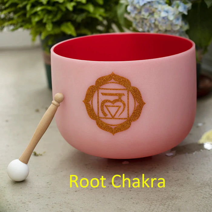 12 Inch C Note Root Chakra Frosted Quartz Crystal Singing Bowl For Yoga Sound Healing With Free O-Ring and Rubber Mallet