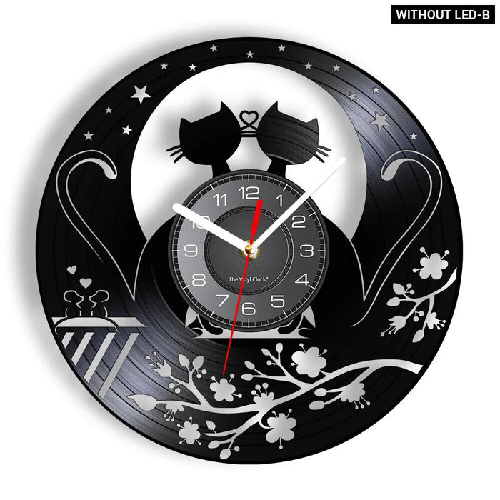 Love Cats Vinyl Record Wall Clock