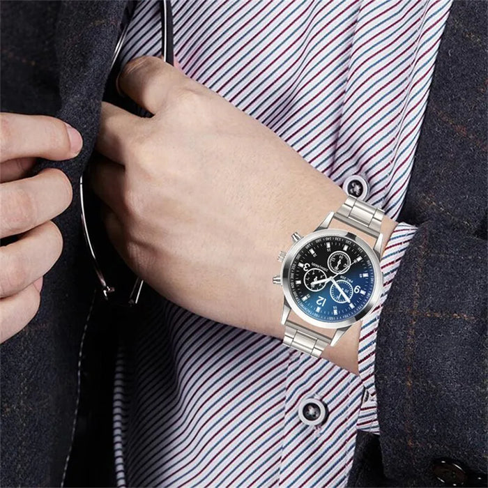 Fashion Mens Stainless Steel Watches Luxury Quartz Wristwatch Clock Men Business Casual Watch