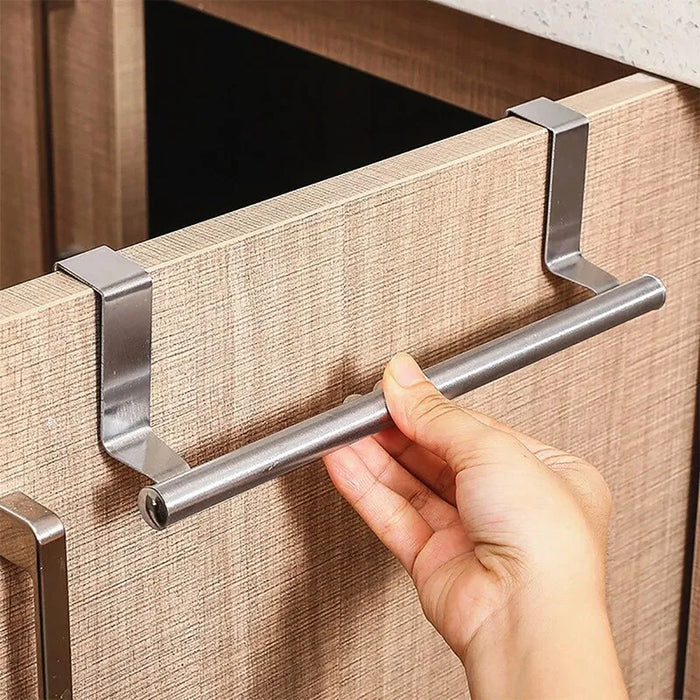 Stainless Steel Over Door Towel Rack Bathroom Kitchen Cabinet Holder