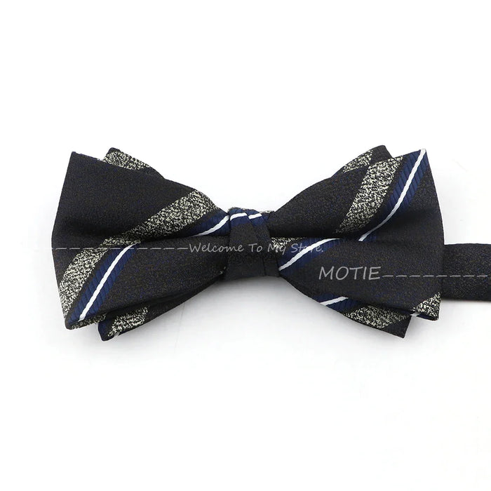 Brown Striped Bowtie For Weddings And Parties