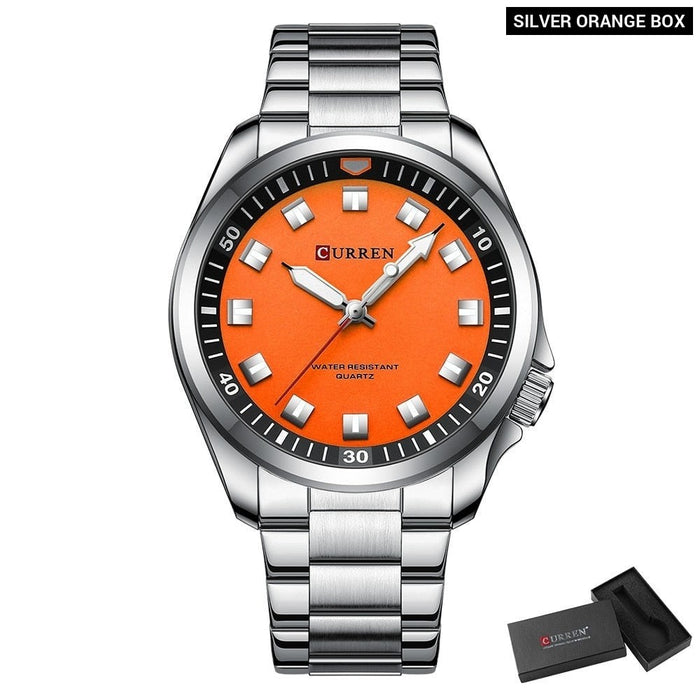 Minimal Stylish Dial Men's Watches with Stainless Steel Strip Trendy Business Quartz Wristwatch