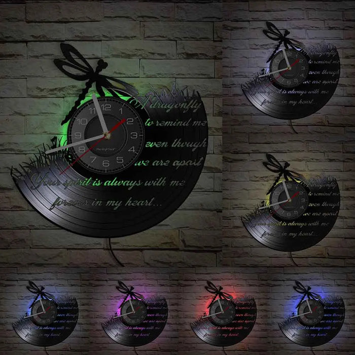 Dragonfly Vinyl Record Wall Clock