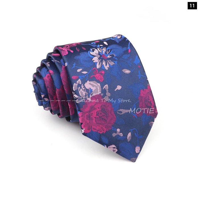 Blue Floral Jacquard Tie For Business Weddings And Daily Wear