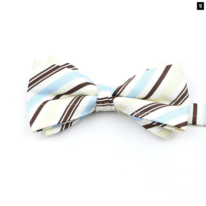 Brown Striped Bowtie For Weddings And Parties