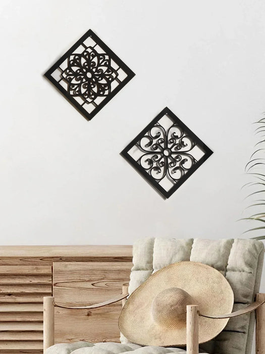 2 Piece Boho Wood Wall Decor For Living Room