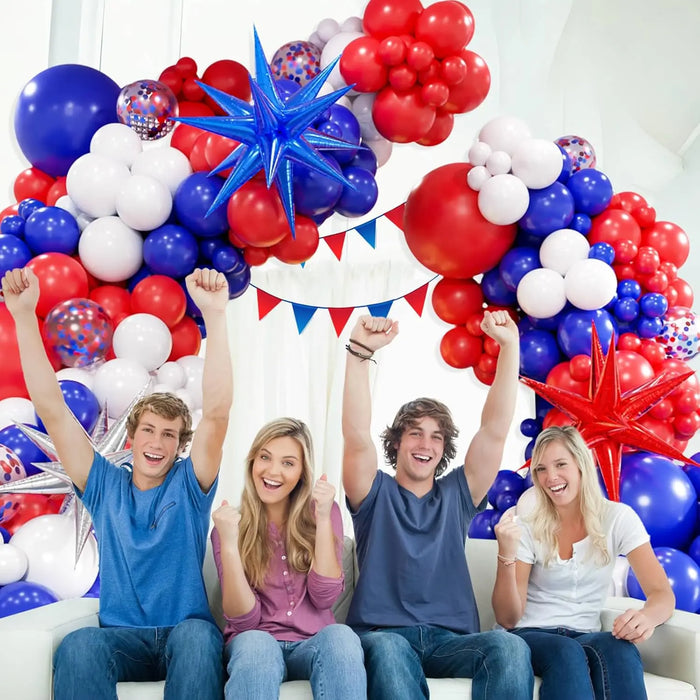 129Pcs Red White And Blue Balloon Garland Arch Kit Independence Day Graduation Baseball Birthday Party Room Decoration Supplies