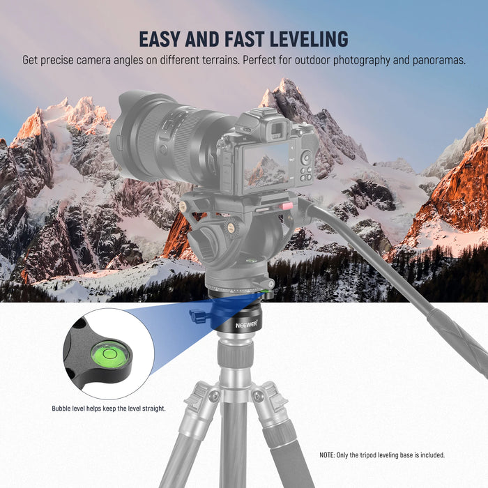 Adjustable Tripod Leveling Base For Dslr Cameras 1/4 3/8 Screw Aluminum Construction