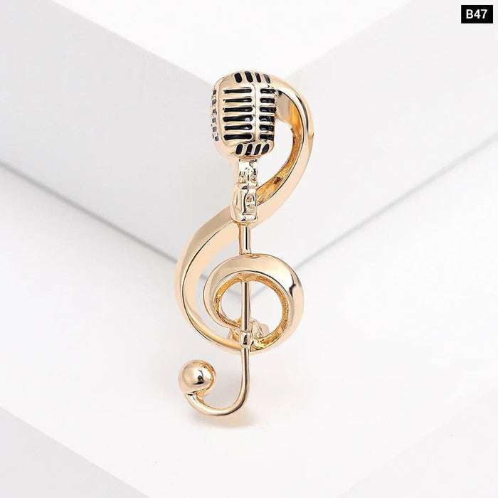 Microphone Music Note Enamel Pin Fashion Brooch For Women