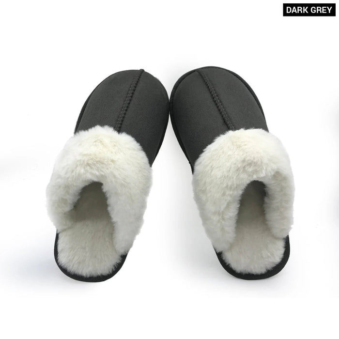 Winter Minimalist Warm And Thick White Plush Womens Slippers