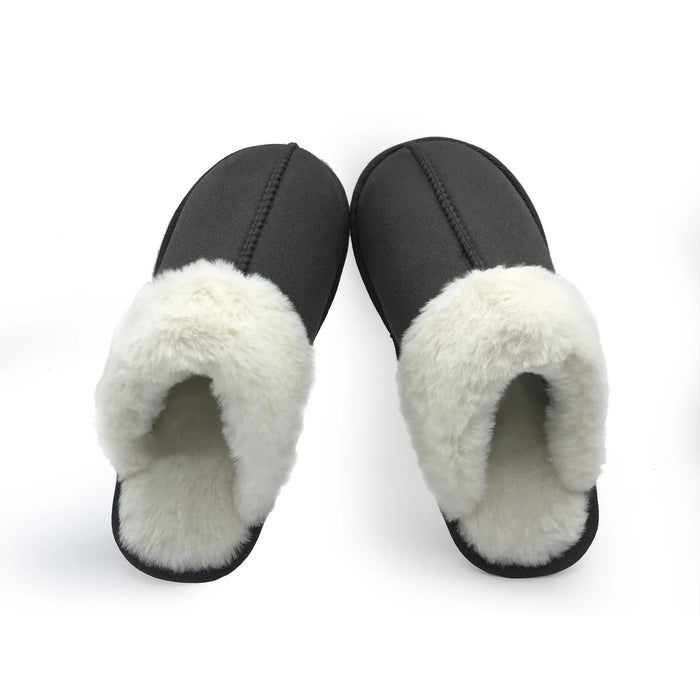 Winter Minimalist Warm And Thick White Plush Womens Slippers