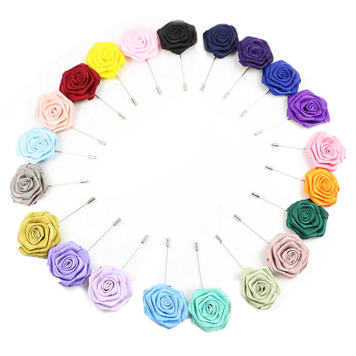 Handmade Fabric Flower Brooch 34 Colours Wedding Suit Accessory