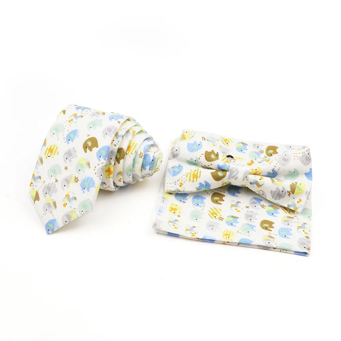 Colourful Cotton Ties And Pocket Square Set For Business And Weddings