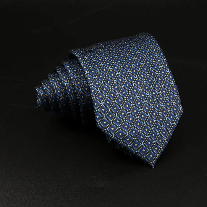 Mens Silk Tie 7.5Cm Blue Paisley Floral For Weddings And Work