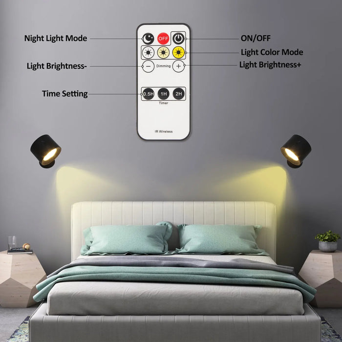 360 Rotatable Led Wall Lamp With Touch Control And Remote