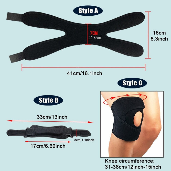 1Piece Adjustable Patella Knee Strap with Double Compression Pads