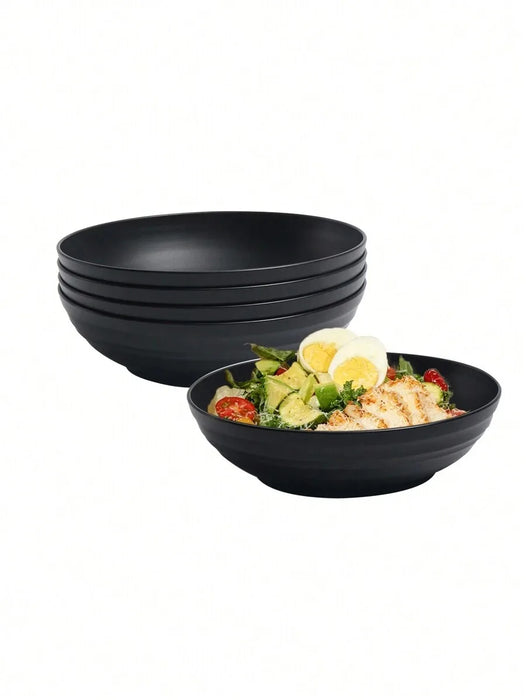 4 / 8 / 12 Piece Reusable Black Plastic Bowls Microwave & Dishwasher Safe