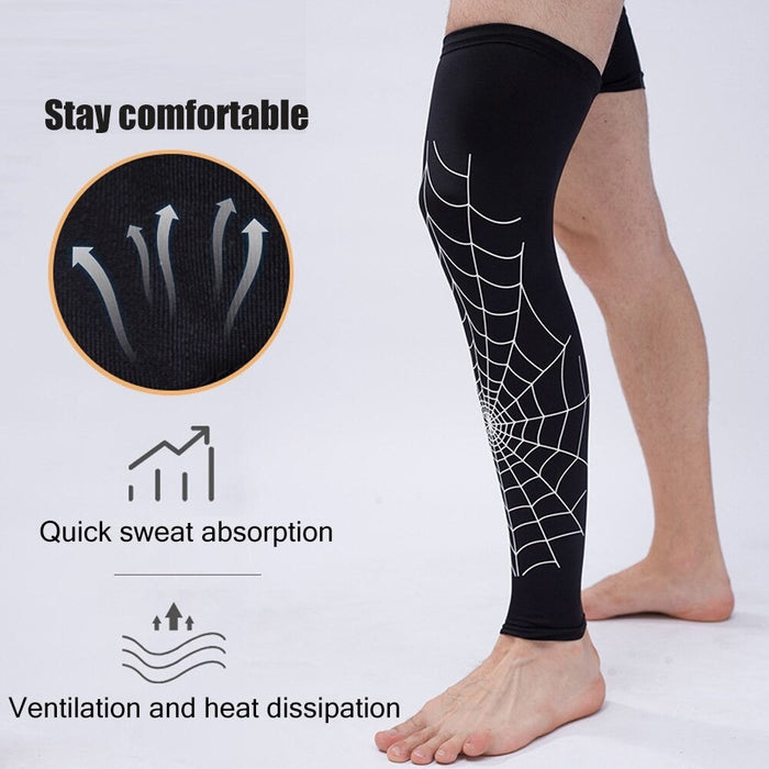 1 Piece Spiderweb Pattern Leg Compression Knee Sleeve For Cycling Running Basketball Football