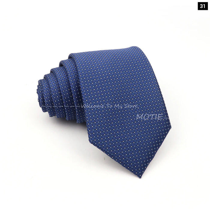 Deep Blue Striped Polyester Neckties For Business Weddings And Daily Wear