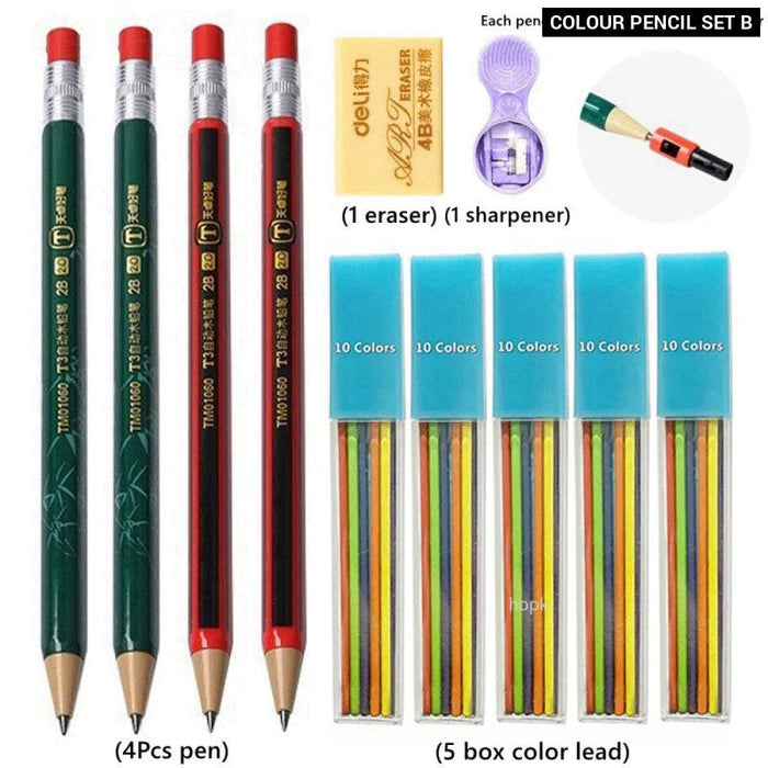 2.0Mm Mechanical Pencil Set With Sharpener And Colour Leads Stationery