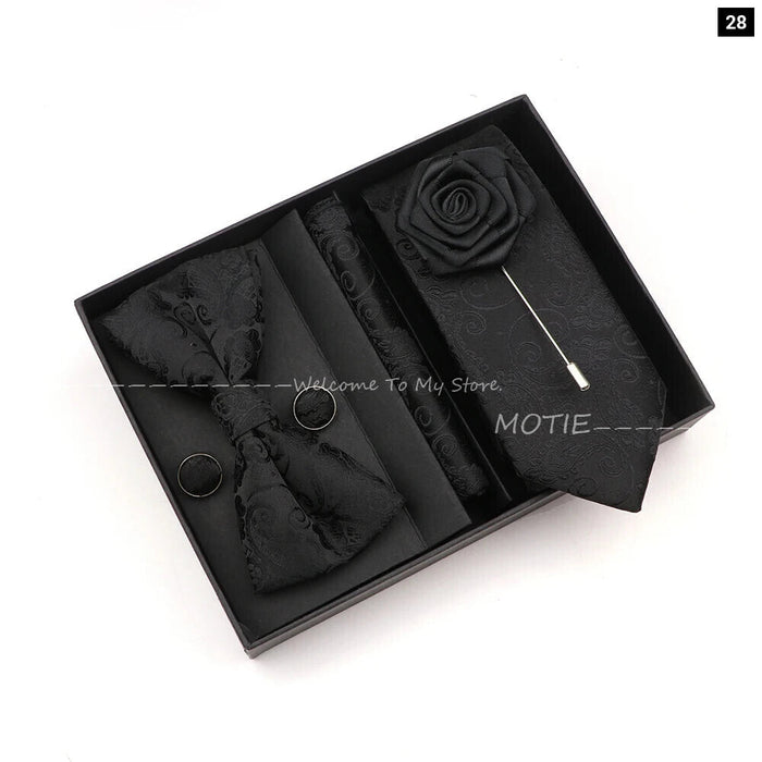 Floral Tie Set Novelty Design With Box For Parties And Business