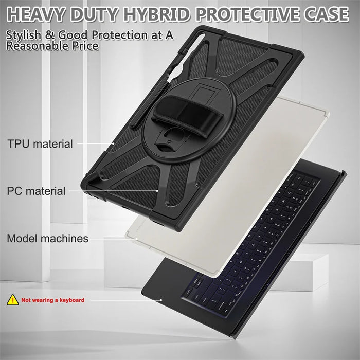 For Samsung Galaxy Tab S8 S9 Ultra 14.6 Inch Sm-X900 X906 Sm-X910 Portable Rotation Hand Ring Stand Shockproof Tablet Case