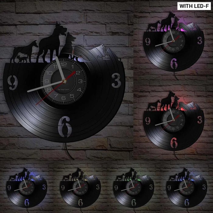 Dog Lovers Vinyl Record Wall Clock