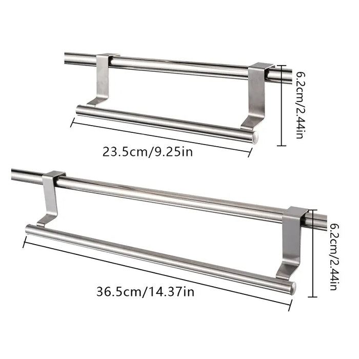 Stainless Steel Over Door Towel Rack Bathroom Kitchen Cabinet Holder