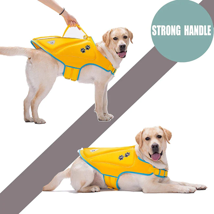 Dog Life Jacket High Buoyancy Reflective Adjustable Durable With Rescue Handle