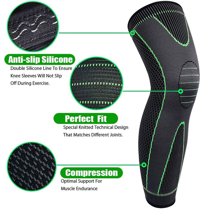 Anti-slip Full Length Knee Protector Leg Sleeves For Basketball Football Running