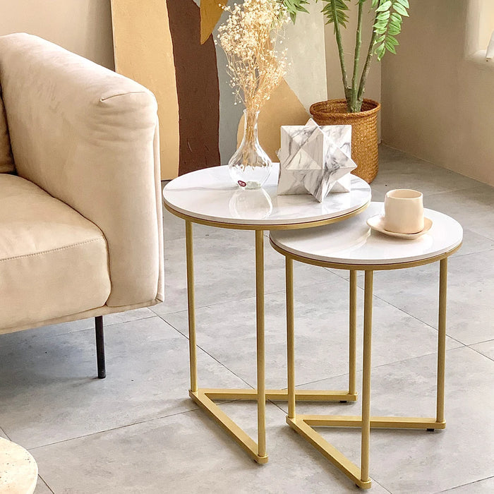 Marble Gold Nesting End Tables Set Of 2