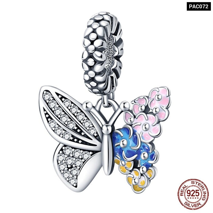 Fit Pandora 925 Original Bracelet 925 Sterling Silver Flower Bird Series Charms Beads For Women DIY Jewelrys Making