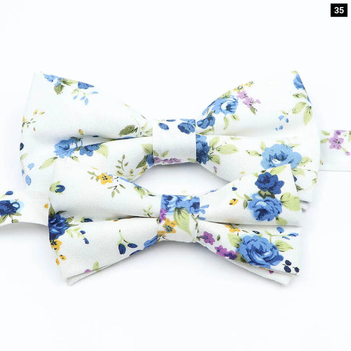 Colourful Floral Bow Ties Fashionable Cotton For Weddings And Parties