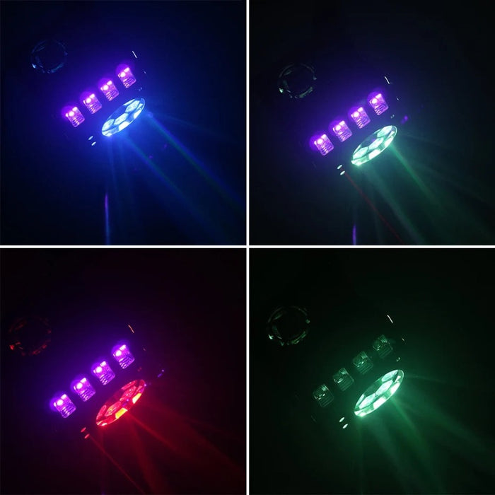 DJ Disco LED 4IN1 Stage Laser Light Effect Bee Eye UV Black Light Strobe Party Wedding Holiday Event Sound Activated Lamp