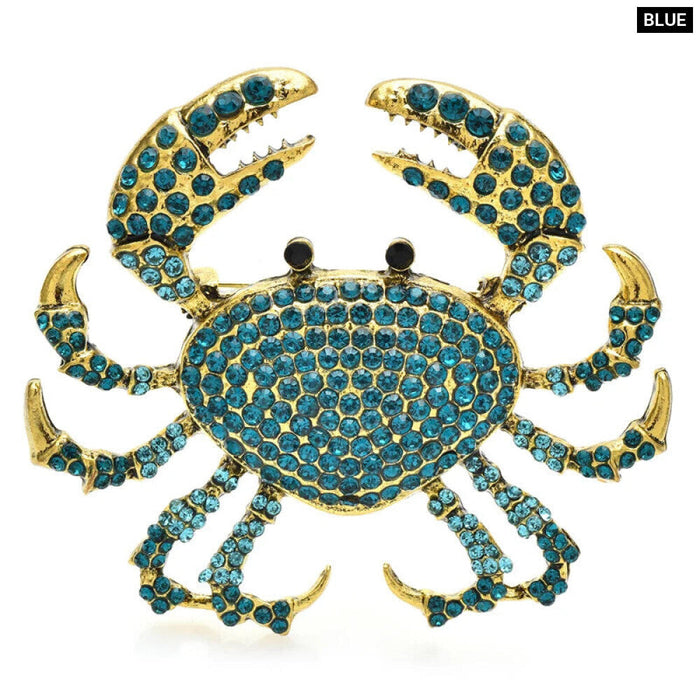 Rhinestone Crab Brooch Luxury Sea Animal Pin