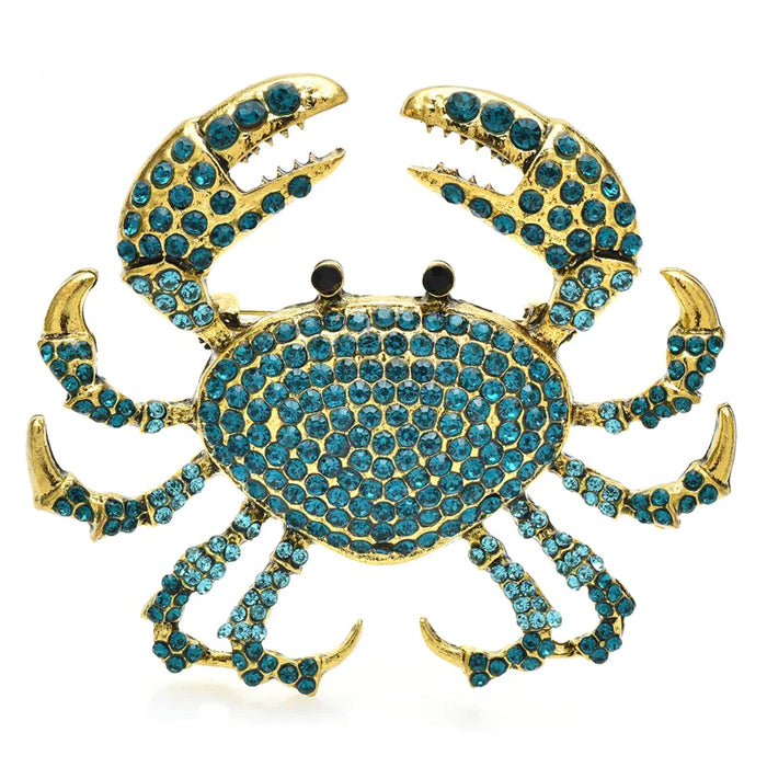 Rhinestone Crab Brooch Luxury Sea Animal Pin