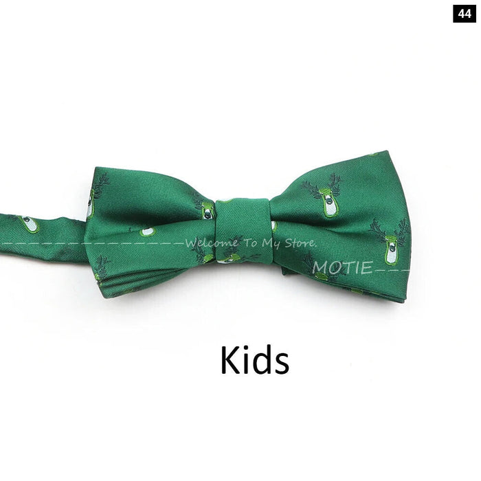 Christmas Bowtie Set Red Snowflake Pattern Parent-Child Matching Polyester Festive Accessory