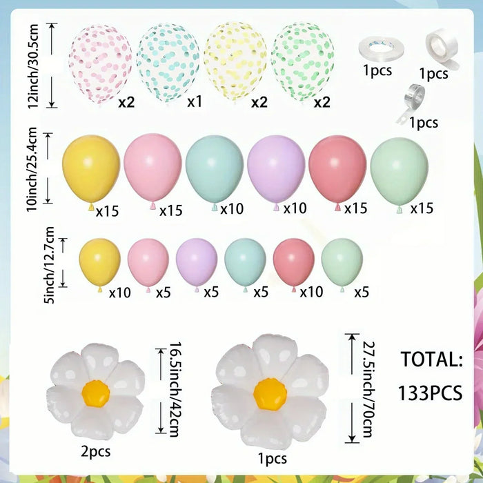 133Pcs Daisy Balloon Arch Kit For Decorations Such As Engagement Birthday Parties Anniversaries And Seasonal Celebrations