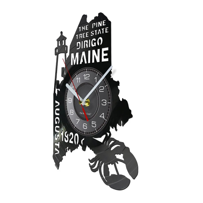 Maine State Vinyl Record Clock