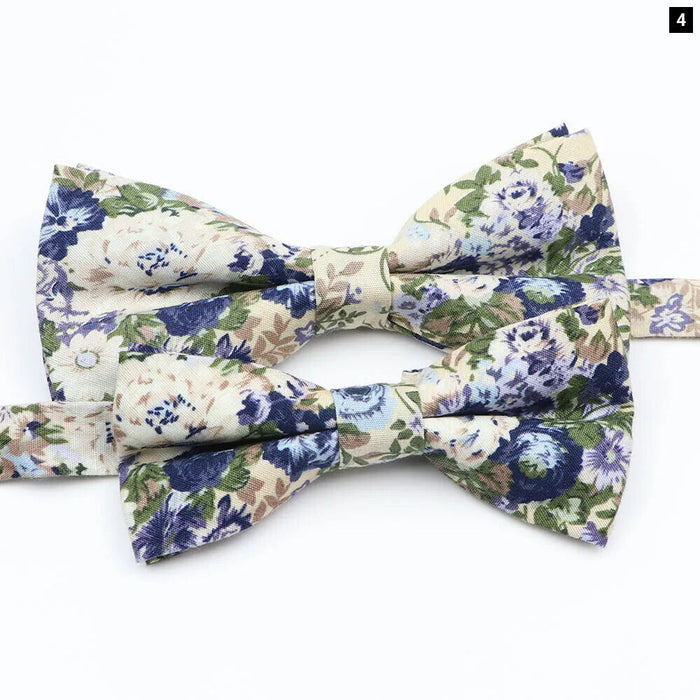 Colourful Floral Bow Ties Fashionable Cotton For Weddings And Parties