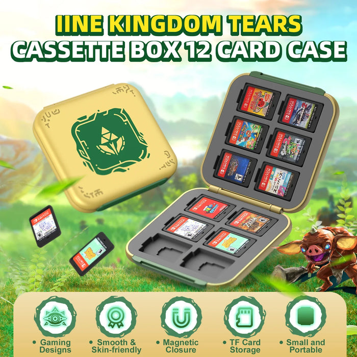 Golden-Green Cassette Box 12 Card Case Compatible Nintendo Switch Game Cards