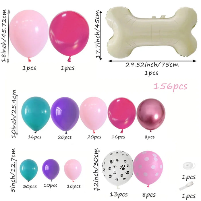 156Pcs Dog Theme Balloon Garland Arch Set Party Birthday Atmosphere Background - Home And Scene Decoration Supplies