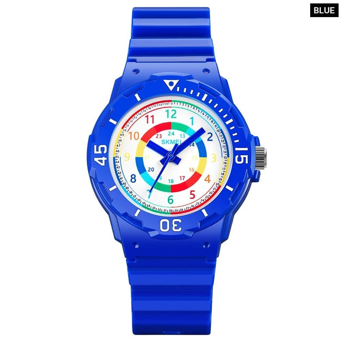 Kids PU Band Analog Display Quartz 5ATM 50M Water Resistant Wristwatch