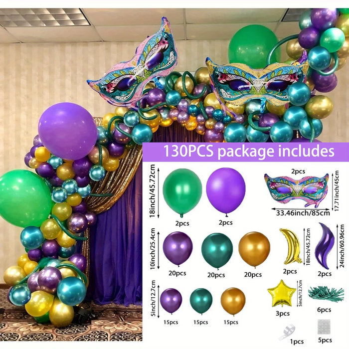 130Pcs Carnival Balloon Garland Arch Set Mask Balloon Suitable For Decorating Carnival Parties Carnival Birthdays Party Supplies