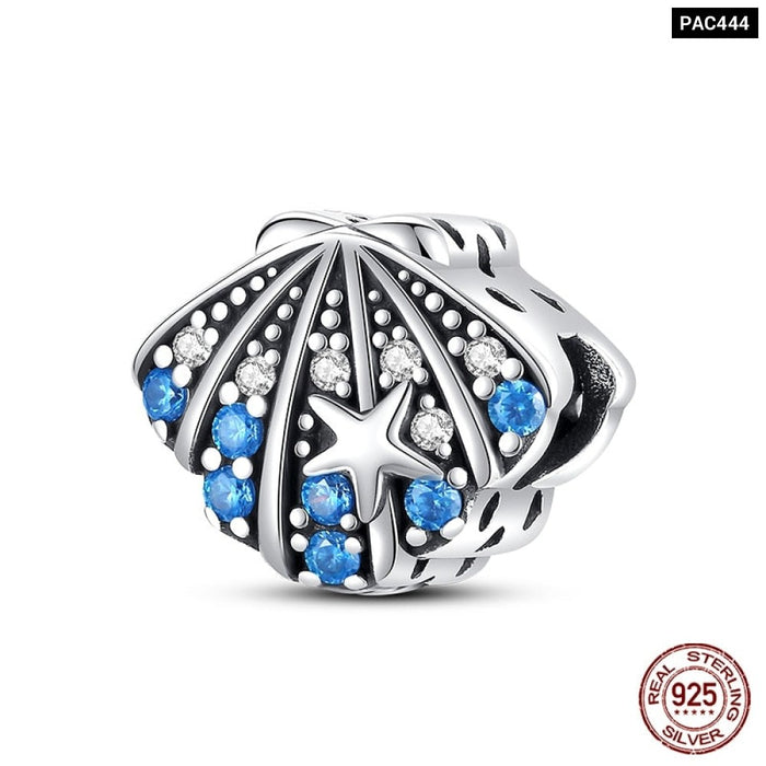 925 Sterling Silver Ocean Series Turtle Crab Mermaid Charms Beads Fit Original Pandora Bracelets Bangles Jewelrys