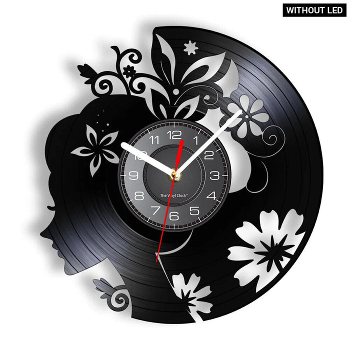 Floral Hair Lady Wall Clock