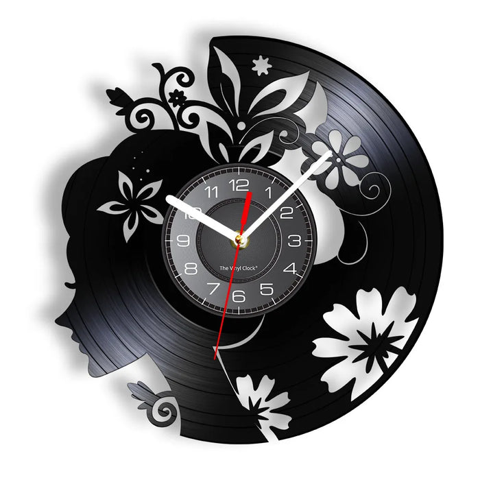 Floral Hair Lady Wall Clock