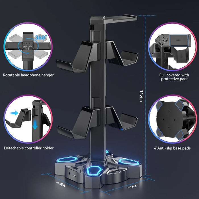 Rotatable Gaming Headset Stand Usb Ports