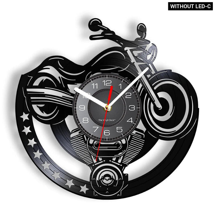 Retro Motorcycle Vinyl Record Wall Clock