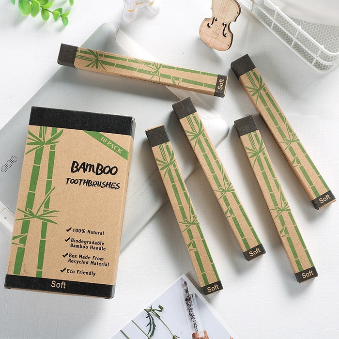 Cross Border Single Bamboo Toothbrush Set Natural Tablet